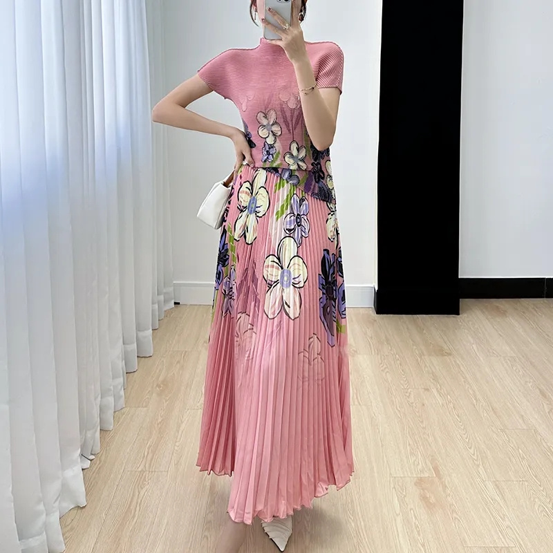 Summer Clothing Office - 2025年夏新作 レディース ウエスタン風プリントトップス＆プリーツハーフスカート ツーピースセット 細見えおしゃれ