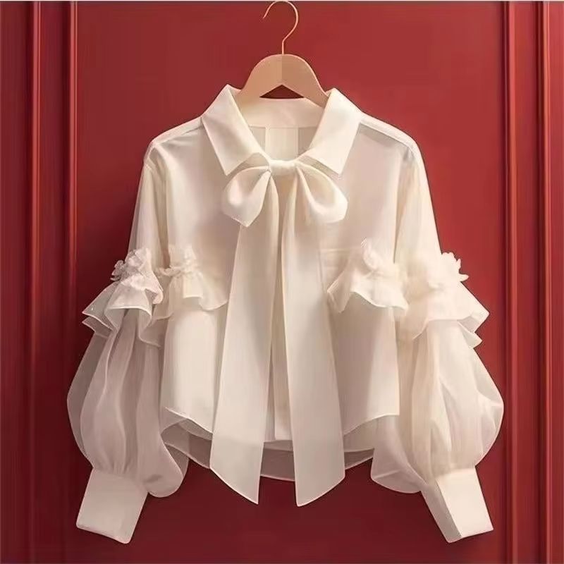 Summer 2026 Kids Clothing - 2026年夏秋新作シャツブラウス レディース ユニークで美しいリボン付き長袖シャツ 韓国風 多数の女の子の服のレビュー
