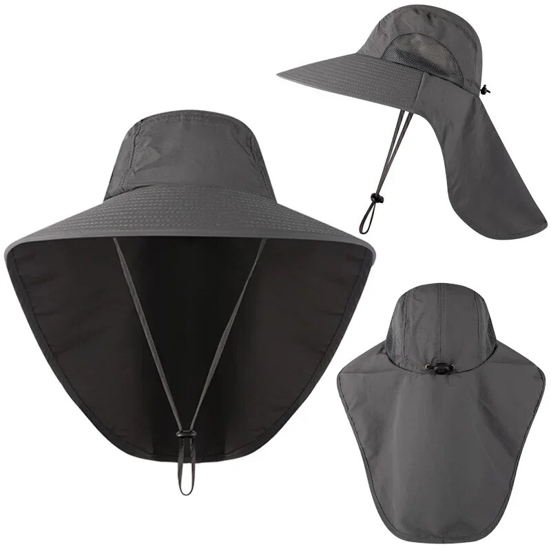 Sun Hat Wide Brim - 女性と男性のための広いつばの野球帽、日焼け止め、冷却ネックガード、ハイキング、釣り、フラップ付き屋外帽子用の安全キャップ