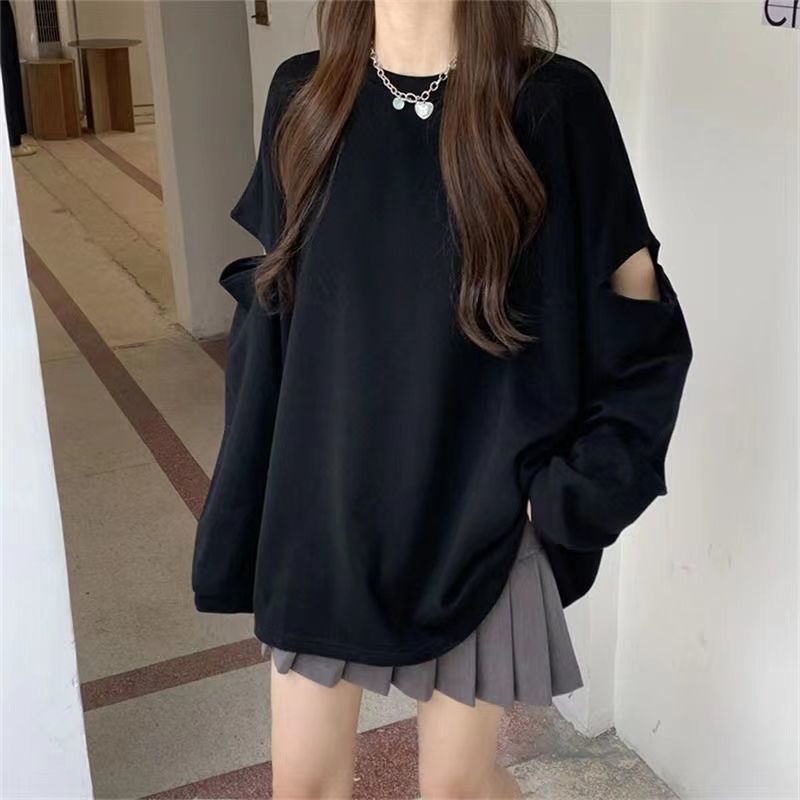 Womens Summer Clothing Uk - 女性用長袖Tシャツ,ラウンドネック,ラージサイズ,カジュアルトップ,ヴィンテージ服,透かし彫り,春,秋,新しいファッション