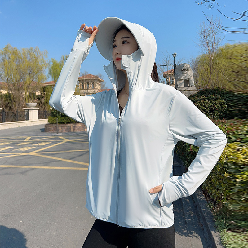 Summer Clothing For Older Women - 女性用フード付き日焼け止めジャケット十代の夏用紫外線防止服大人用アイスシルクフード付き日焼け止めシャツ年長児用