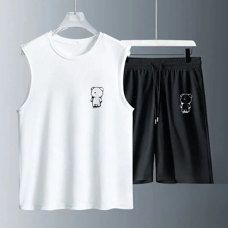 Summer Clothing For A Beach - メンズタンクトップセット 2026年夏 速乾性スポーツウェア 通気性のあるランニングウェア オーバーサイズ ビーチスポーツ