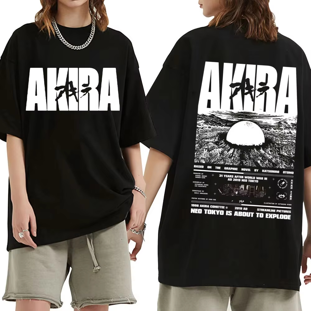 Japanese Summer Clothing Men - 日本のSF漫画映画アニメアキラ Shotaro Kaneda グラフィック Tシャツ男性女性ファッションヴィンテージ特大 Tシャツ
