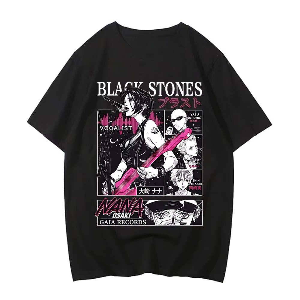 Japanese Summer Clothing Men - 2026 夏日本のマンガブラックストーンナナ大崎ヴィンテージ Tシャツ男性女性服半袖 Tシャツ綿 Tシャツ