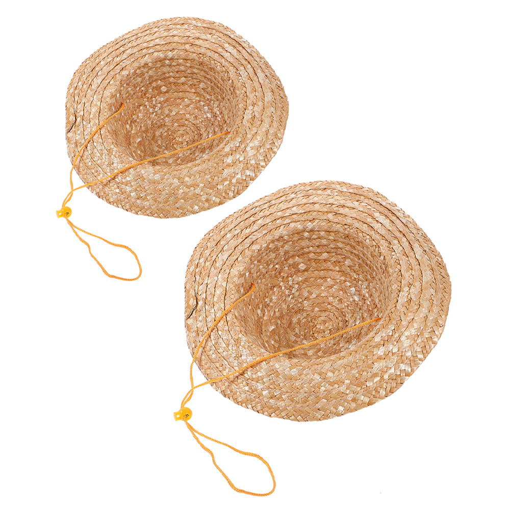 Sun Hat Wide Brim - 2個セット 子供用麦わら帽子 ナチュラルカラー 広いつば 日焼け防止 軽量