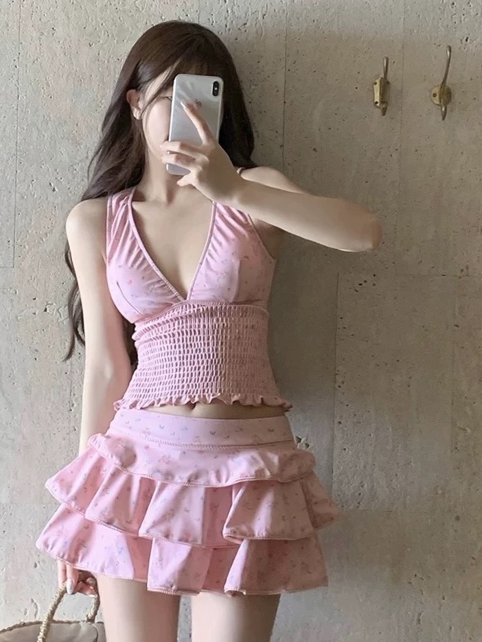 Yours Summer Clothing - 夏の女性の服痩身タンキニ水着女性控えめなスカート付きビキニセット女性用ポリエステルヴィンテージ花柄プリント