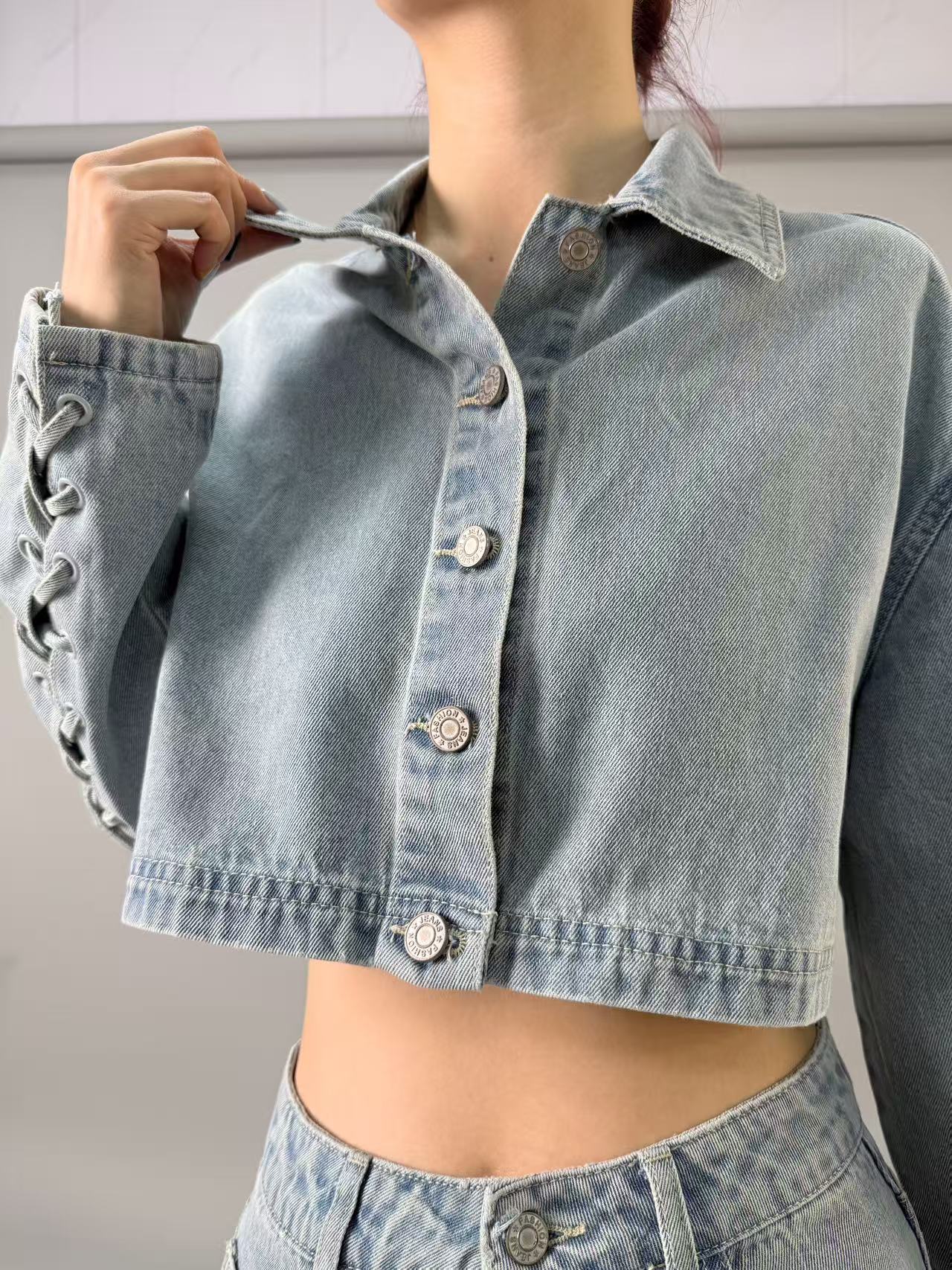 Summer Clothing Office - 2025 韓国和風マルチ要素デザイン高品質衣類東大門韓国デニムジャケットコート