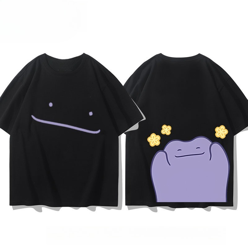 Summer Edit Clothing - ポケモン30周年記念ディット柄前後プリントTシャツ メンズ＆レディース向け 新しい夏スタイル Y2K 原宿スタイルTシャツ