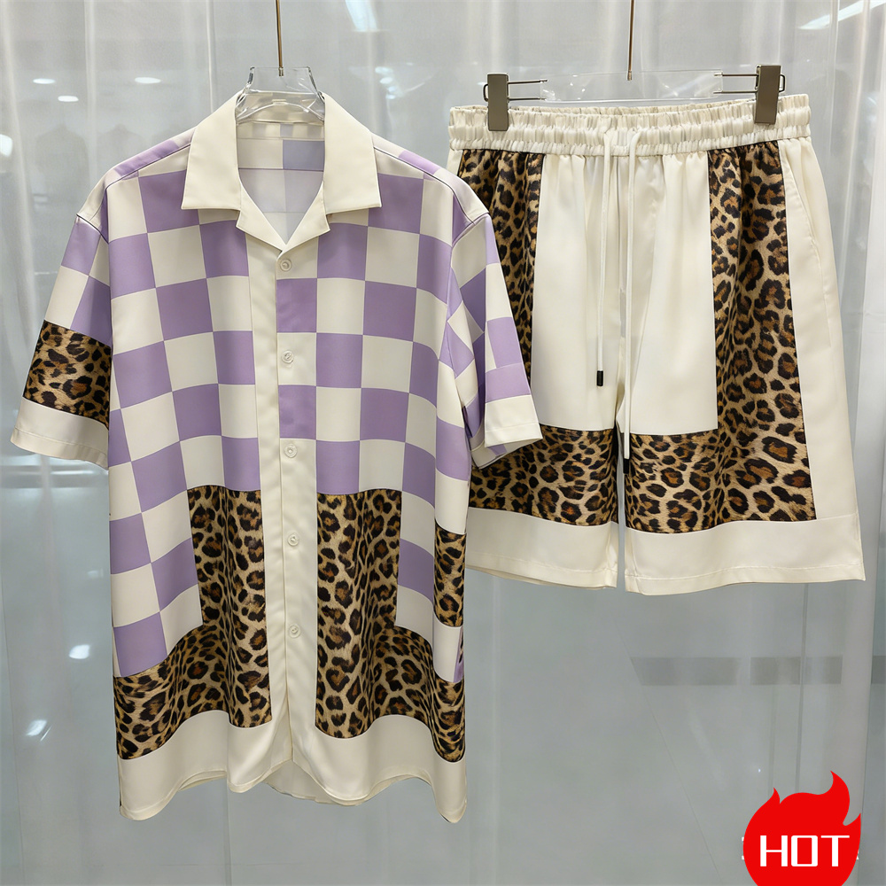 Summer Clothing For A Beach - ファッション夏メンズシャツスーツシンプルなソリッドスリーブカジュアルラペルシャツ特大ビーチショートハワイ服 y2k ビーチショーツセット
