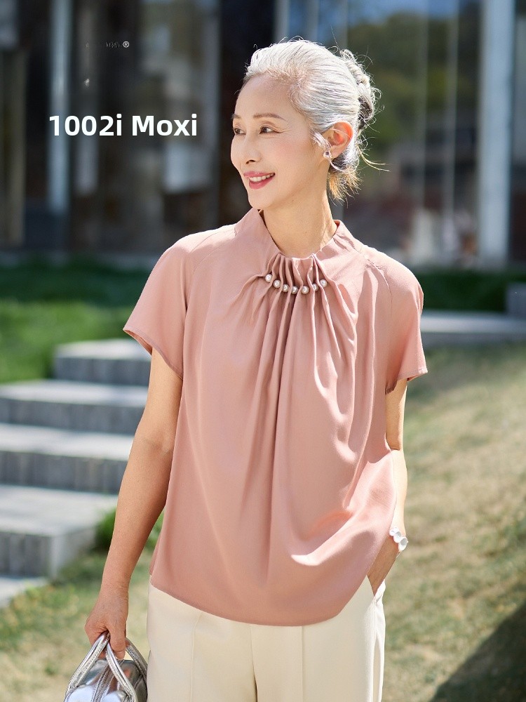 Summer Clothing Women Over 50 - Muzhi ファッショナブルな半袖薄手 T シャツ中年母親向け夏服 50 歳以上の女性向け軽量シャツ