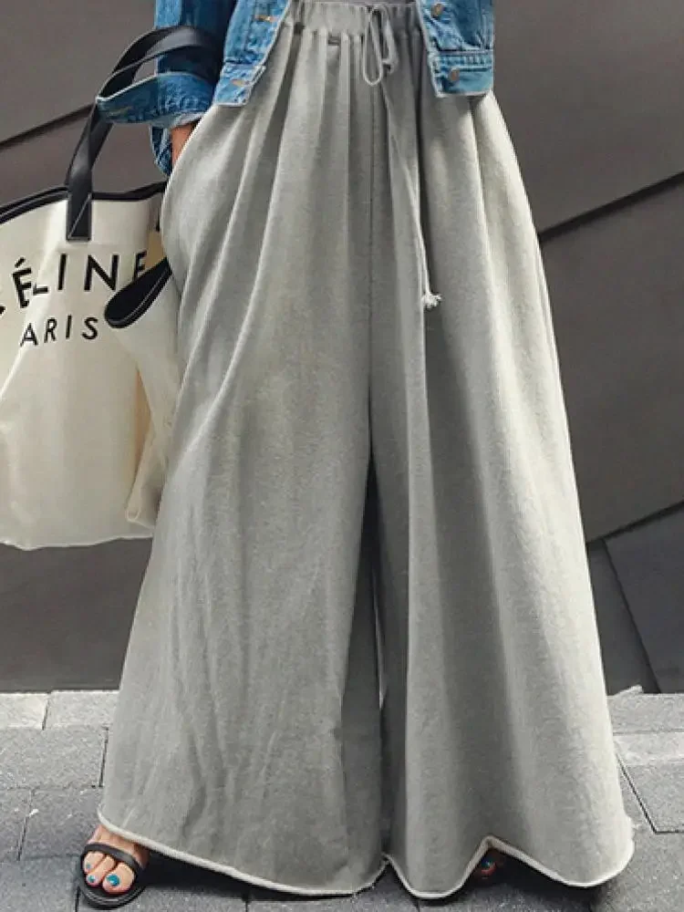 Palazzo Pant Wide - UOOZEE レディース ハイウエスト ワイドレッグ パラッツォ パンツ