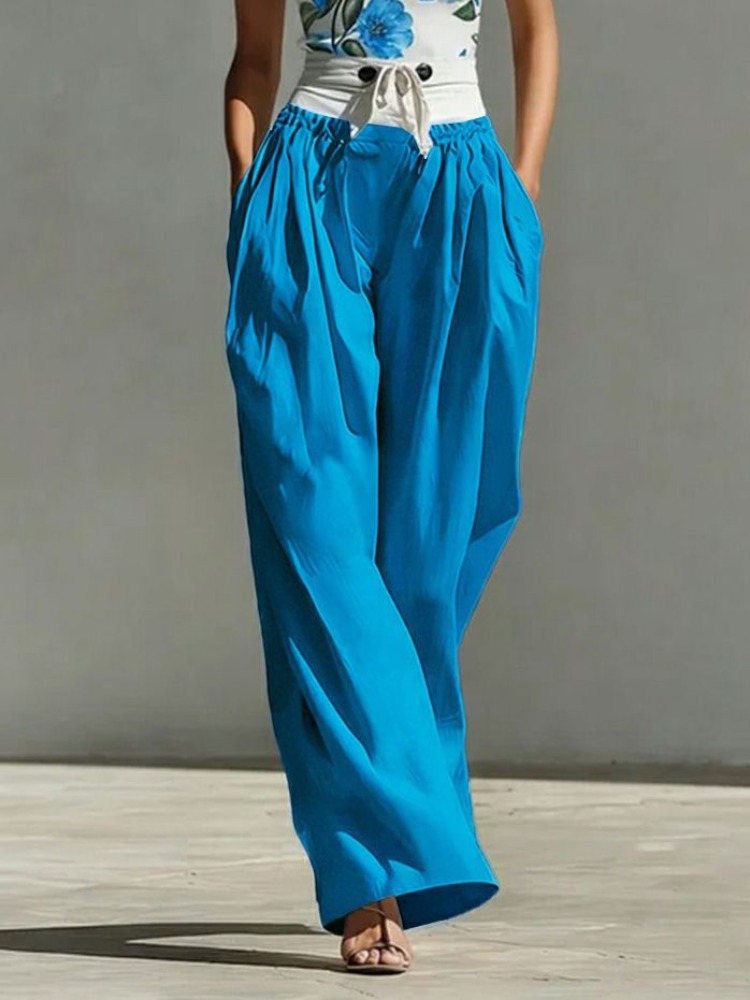 Palazzo Pant Wide - Yeezzi レディース ファッション パッチワーク タイドウエスト ハイウエスト