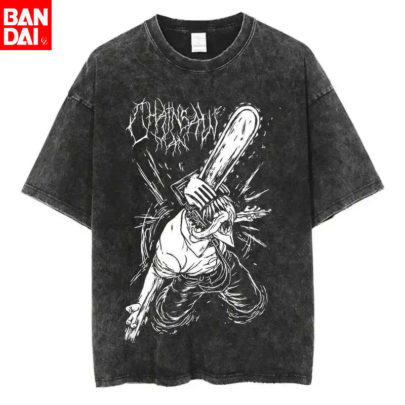 Summer Edit Clothing - チェーンソーマン デンジ ホワイトメタルグラフィック Tシャツ 2026 夏