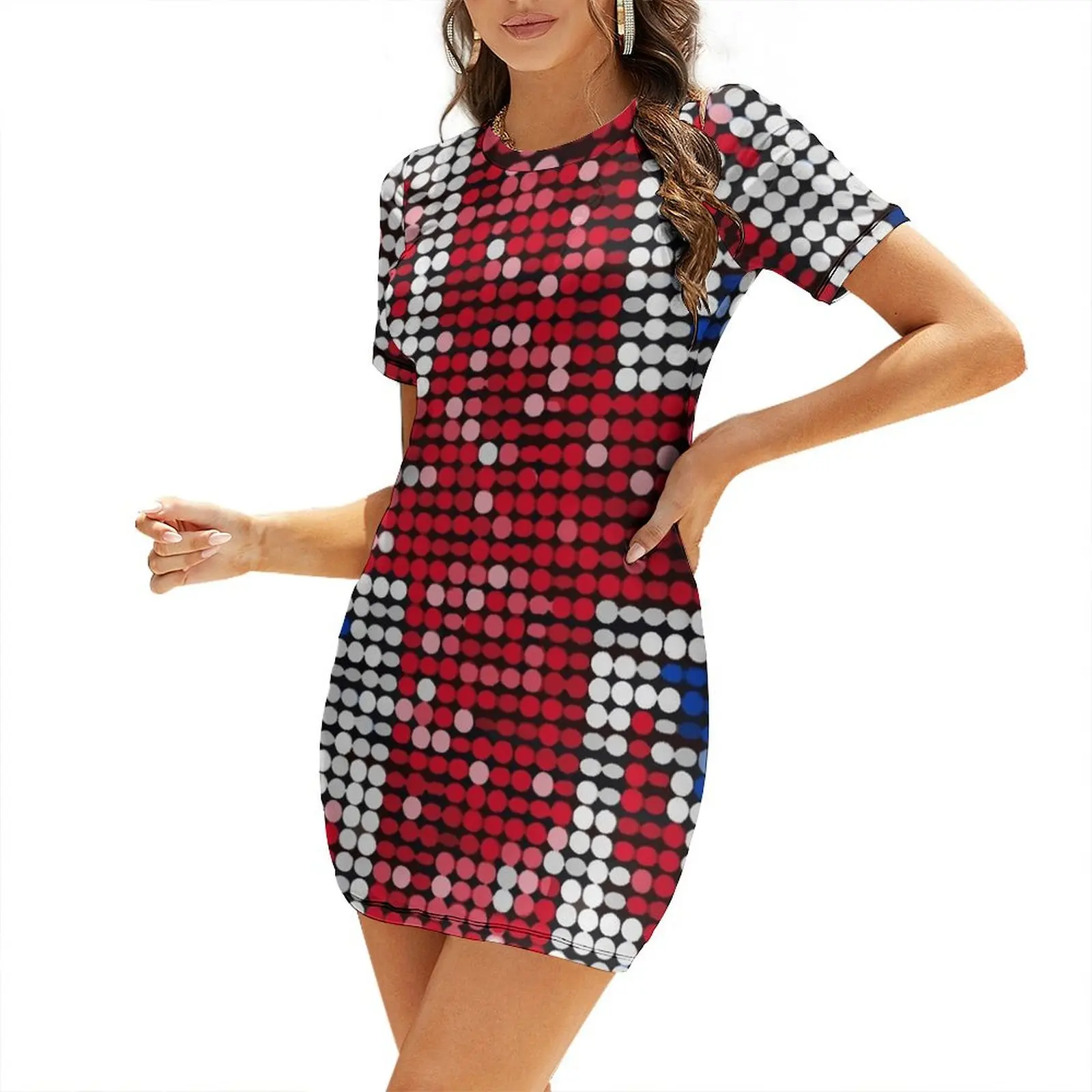 Womens Summer Clothing Uk - ユニオンジャック旗英国スパンコール半袖ドレスドレス女性のための衣類女性夏 2026 女性のイブニングドレス 2026