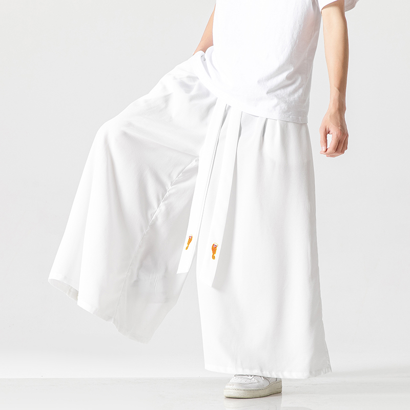 Japanese Summer Clothing Men - メンズワイドレッグパンツ,ラージ,ヴィンテージ,カジュアル,ホワイト,日本の原宿スタイル,夏用,コレクション2023