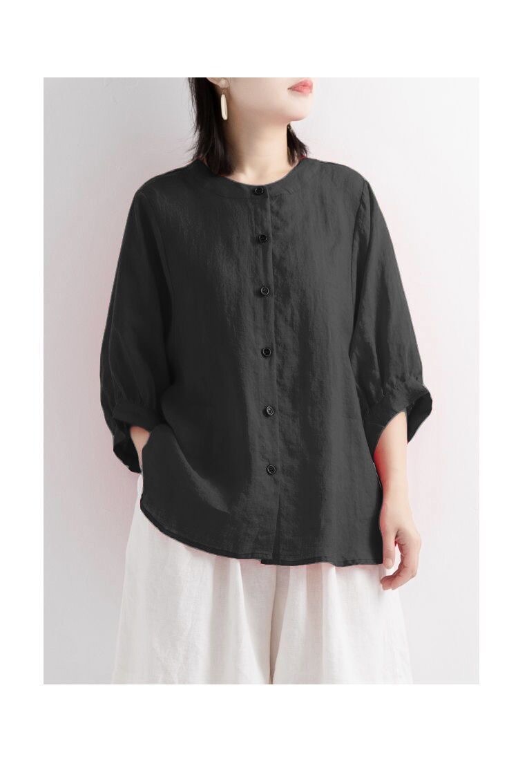 プラスサイズの女性の無地の快適なブラウス、ゆったりとしたコッ - Summer Clothing Office のレビューと価格