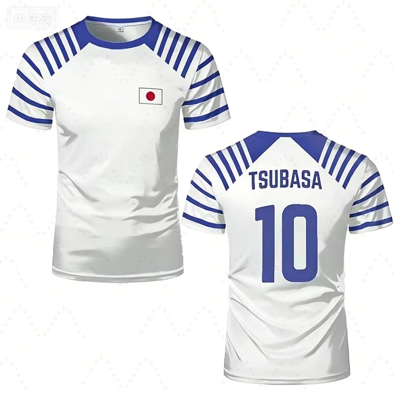 2026 ホットキャプテン翼アニメ男性女性 Tシャツ日本国旗 - Summer Edit Clothing のレビューと価格