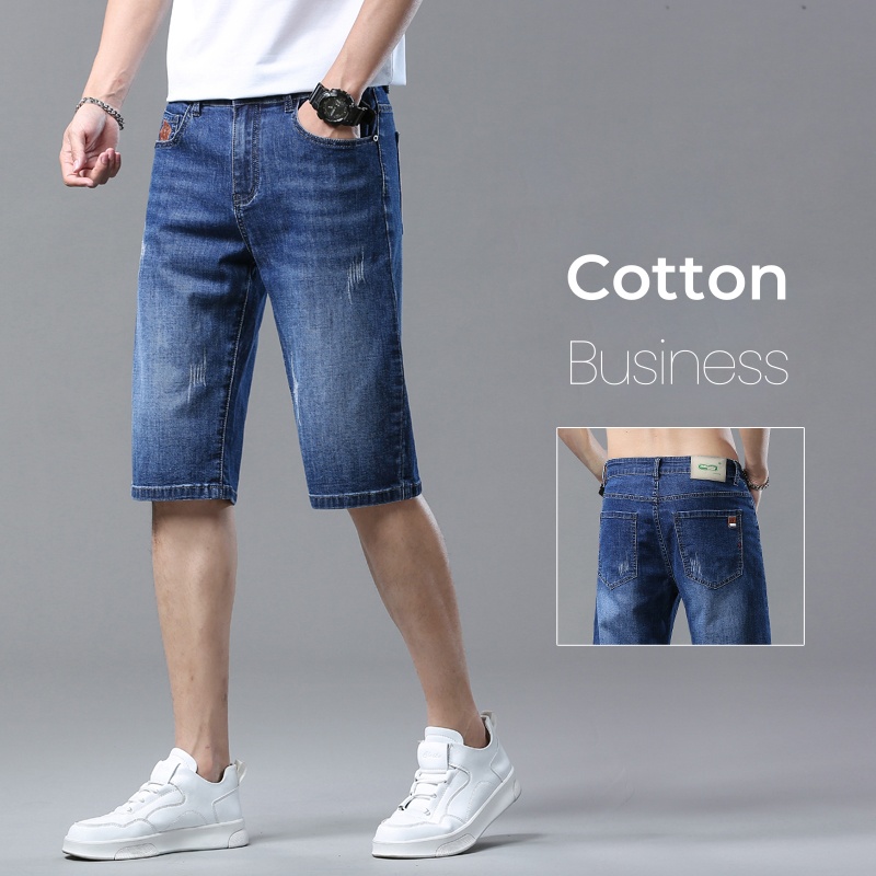 メンズショーツ夏ストレートデニムショーツブルービジネスファッ - Summer Clothing Office のレビューと価格