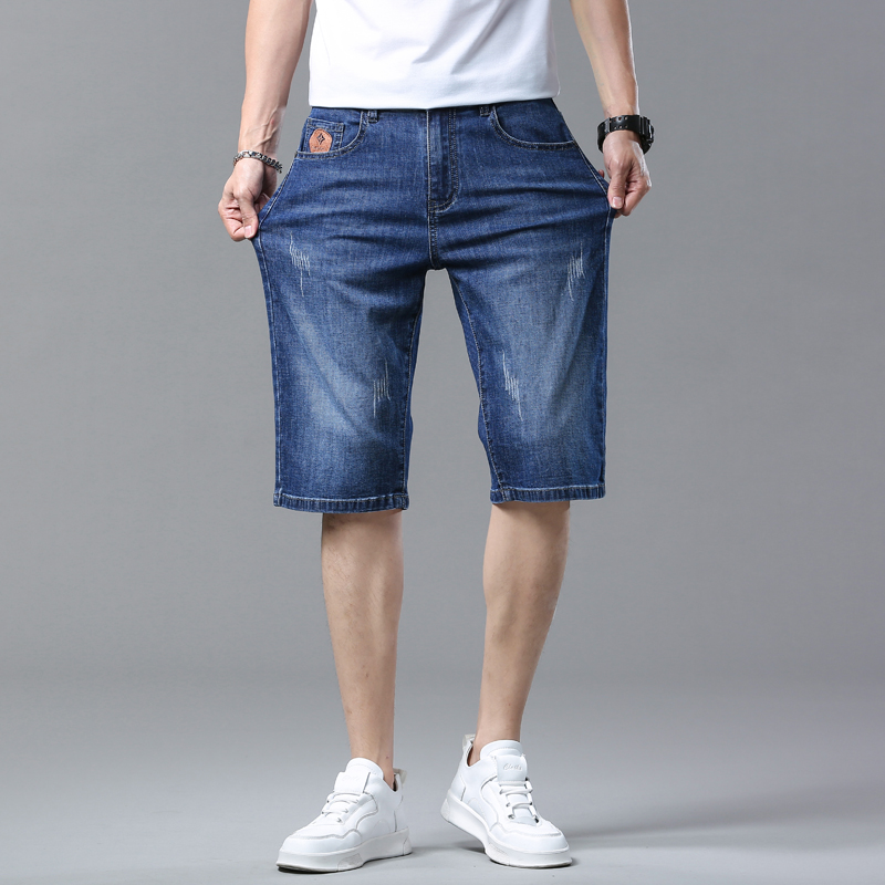 メンズショーツ夏ストレートデニムショーツブルービジネスファッ - Summer Clothing Office のレビューと価格