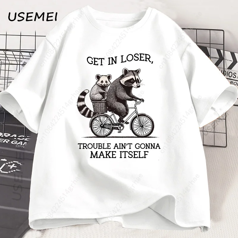 Get in Loser Tシャツ 面白いアライグマグラフィ - Yours Summer Clothing のレビューと価格