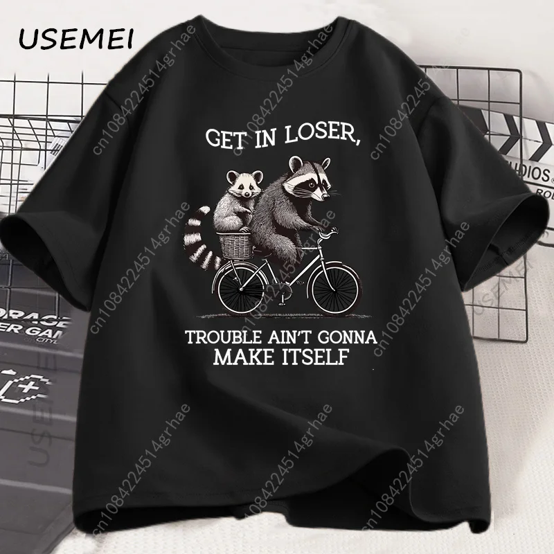 Get in Loser Tシャツ 面白いアライグマグラフィ - Yours Summer Clothing のレビューと価格