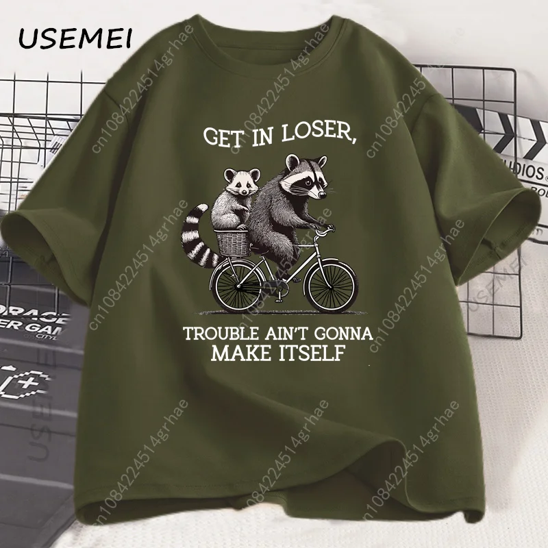 Get in Loser Tシャツ 面白いアライグマグラフィ - Yours Summer Clothing のレビューと価格