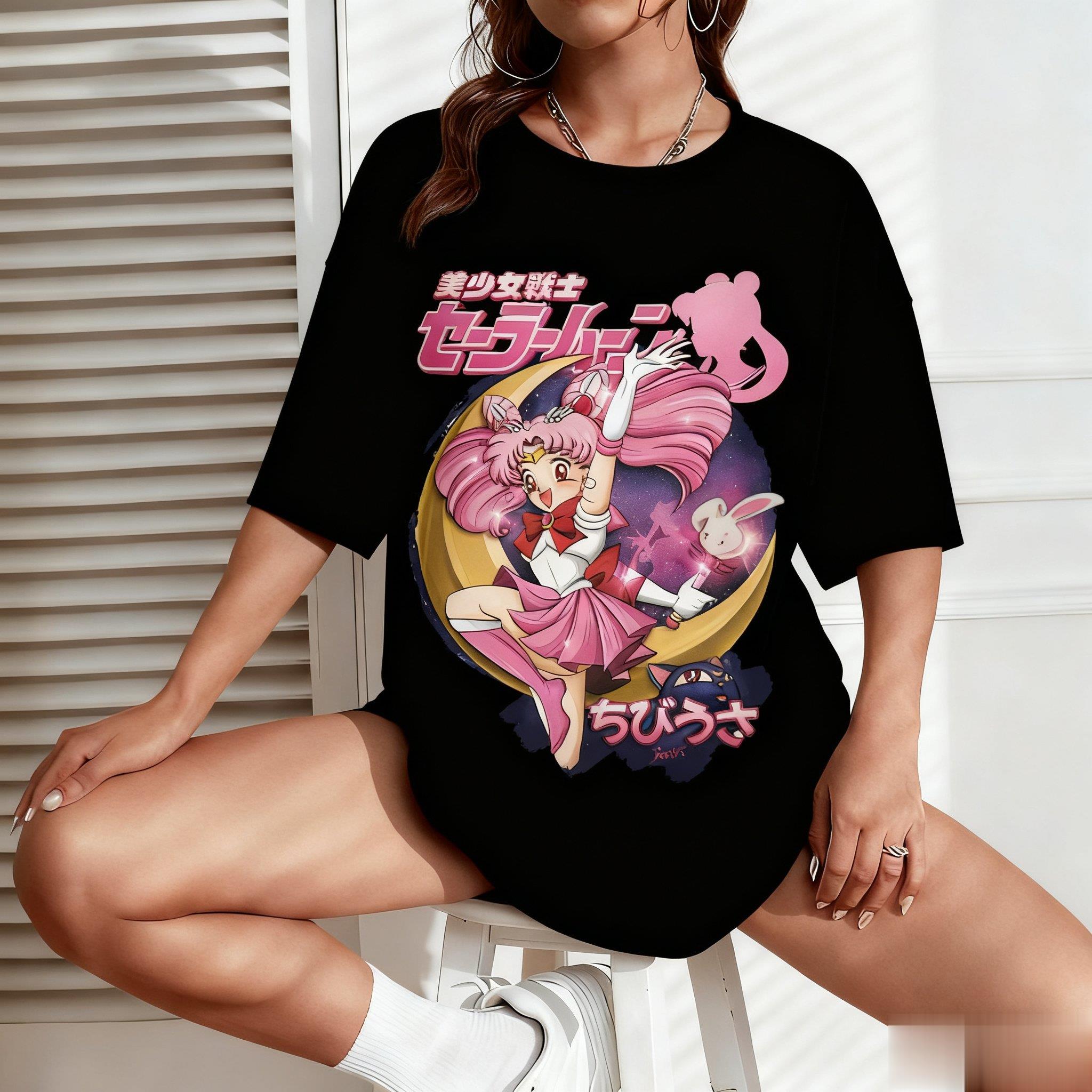 美少女戦士セーラームーンアニメプリント男性女性 Tシャツ日本 - Japanese Summer Clothing Men のレビューと価格