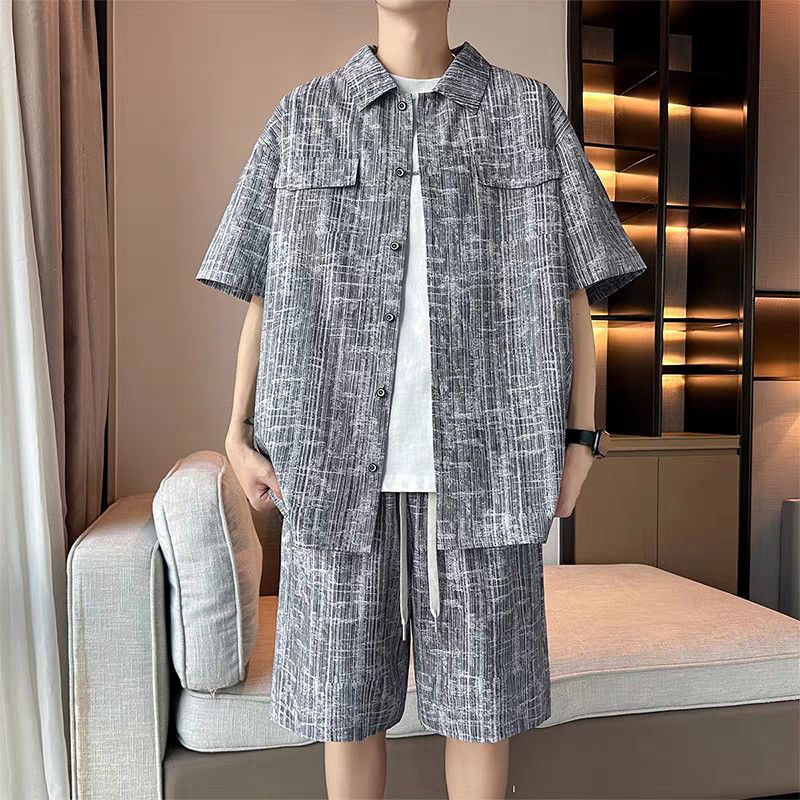 メンズセット半袖シャツ + 5 ポイントショーツカジュアルユ - Summer Clothing For A Beach のレビューと価格