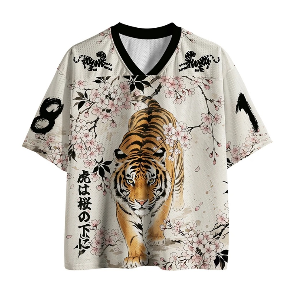 3Dプリント 日本の浮世絵 虎 桜 スポーツ ブリーサ クイ - Japanese Summer Clothing Men のレビューと価格