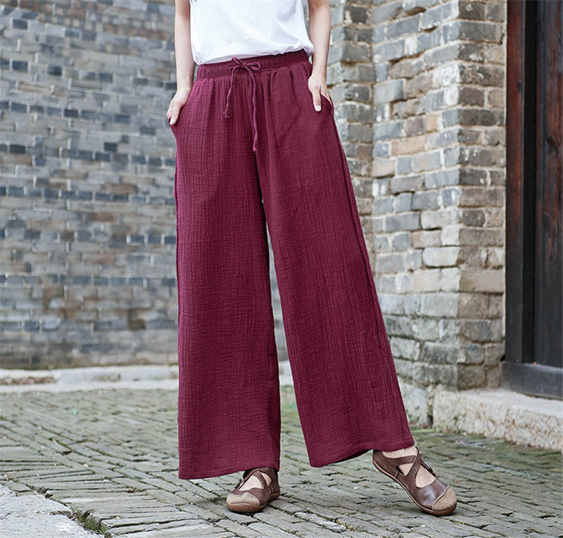 女性用ワイドレッグパンツ,レースアップパンツ,ハイウエスト, - Palazzo Pant Wide のレビューと価格
