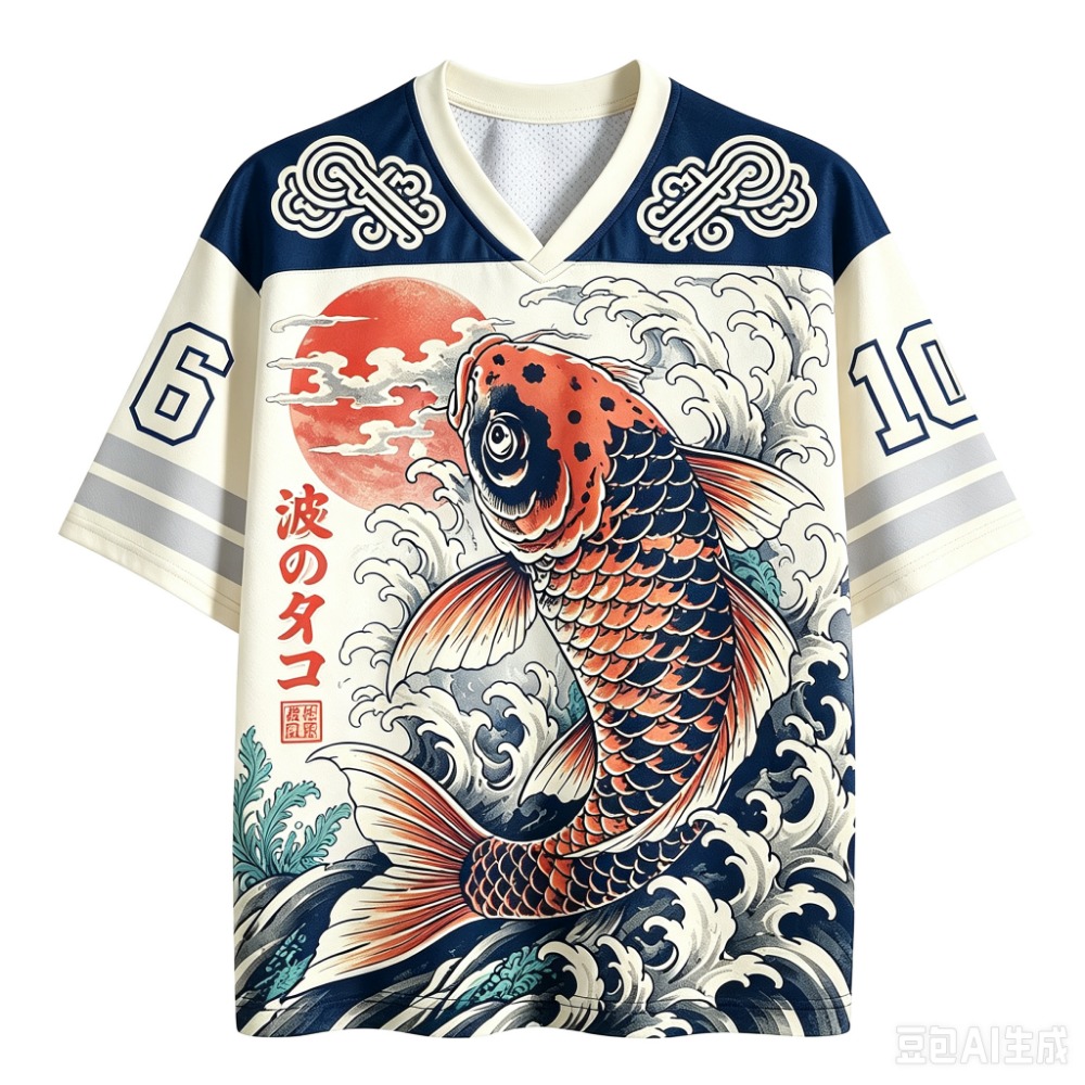 日本の鯉の波模様スポーツ速乾性通気性3DプリントメンズVネッ - Japanese Summer Clothing Men のレビューと価格