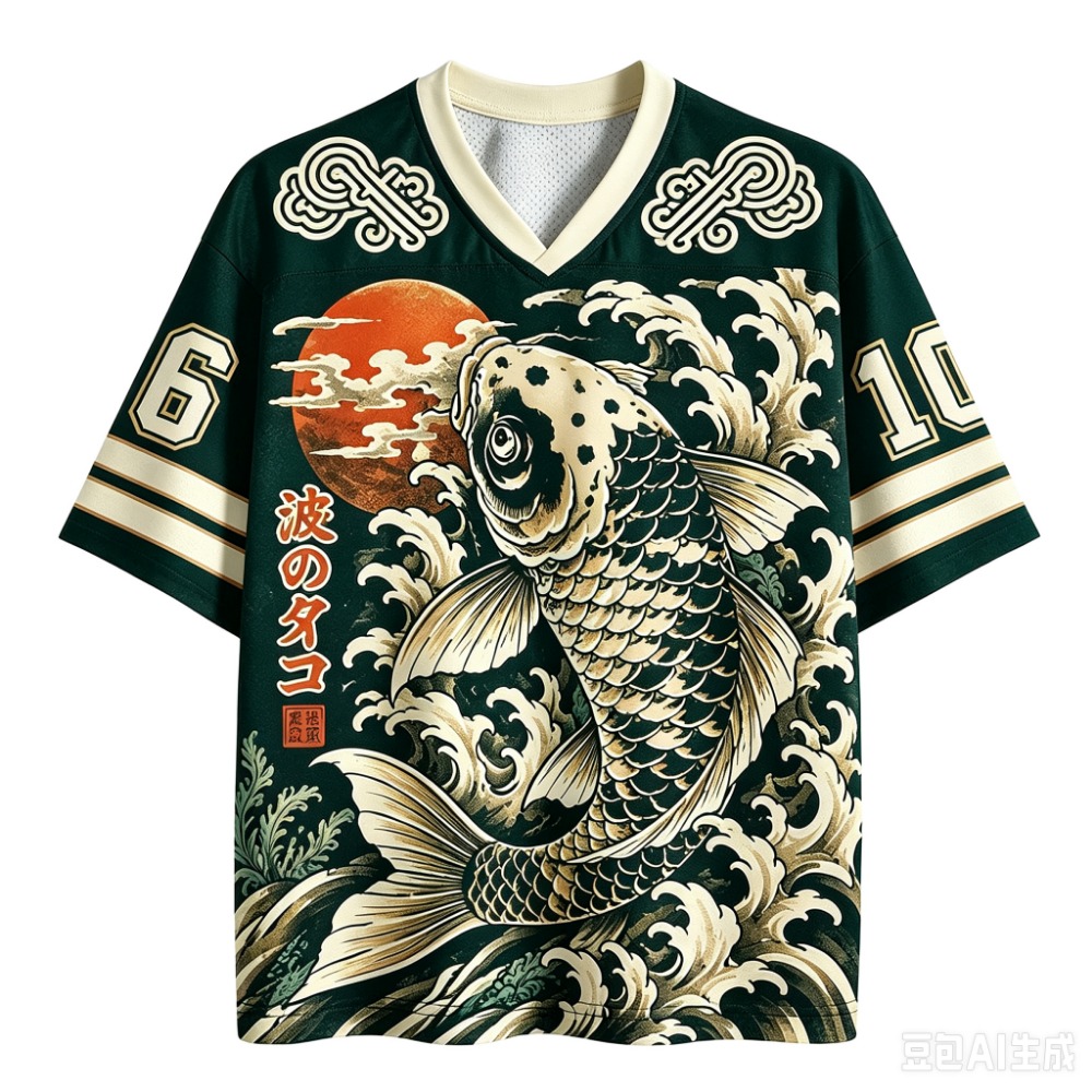 日本の鯉の波模様スポーツ速乾性通気性3DプリントメンズVネッ - Japanese Summer Clothing Men のレビューと価格
