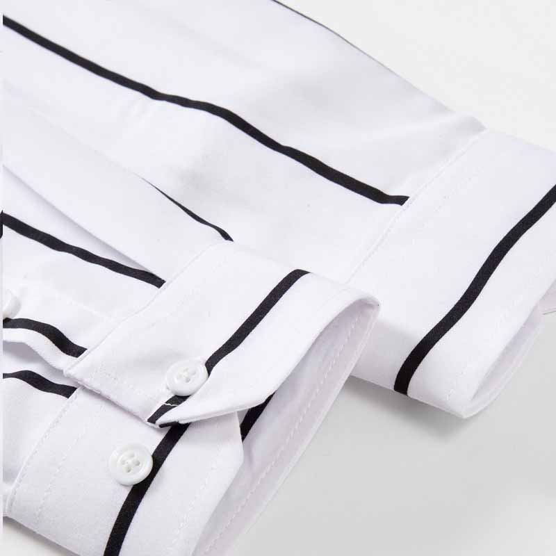 メンズストライプドレスシャツ長袖スリムフィットフォーマルビジ - Summer Clothing Office のレビューと価格
