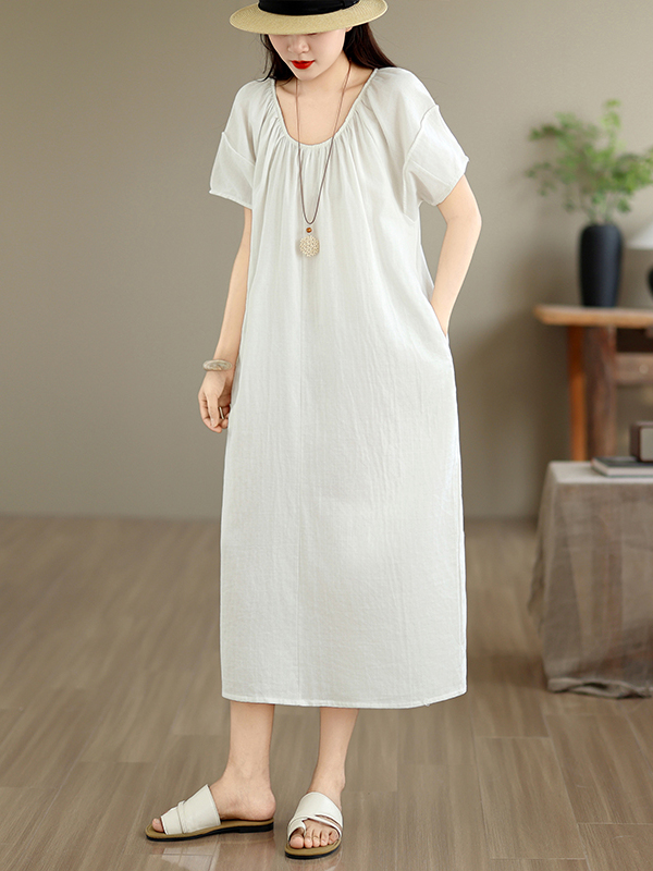 夏の新しいカジュアルコットンドレスゆったり快適な痩身ロングド - Summer Clothing Outlet のレビューと価格