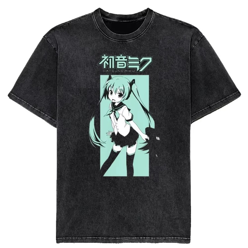 2026 夏日本アニメ初音ミクヴィンテージウォッシュ Tシャ - Japanese Summer Clothing Men のレビューと価格