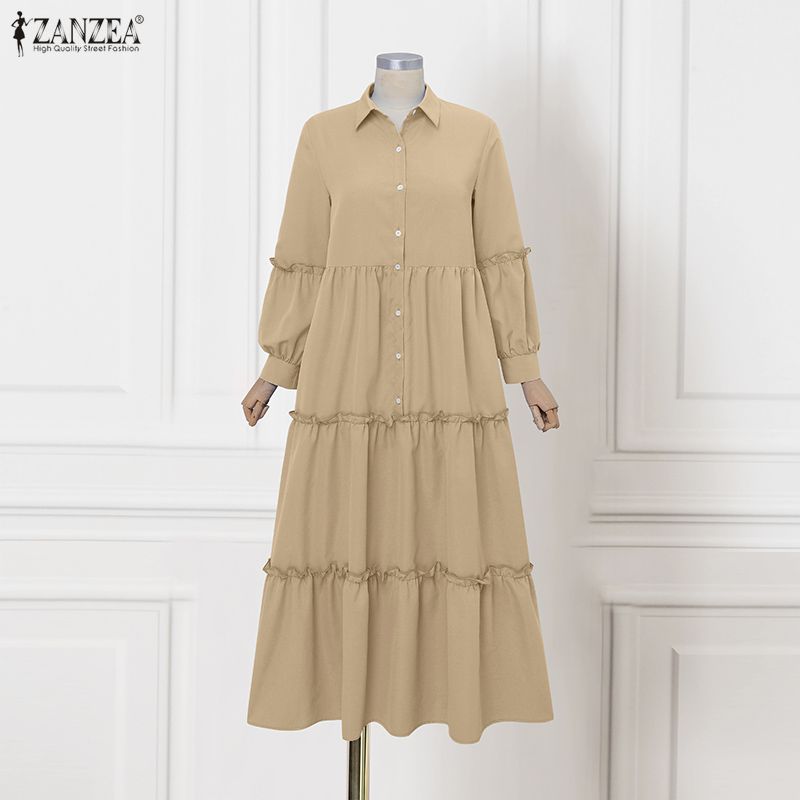 ZANZEA イスラム教徒ヒジャービス控えめなロングドレス女 - Summer Clothing For Older Women のレビューと価格