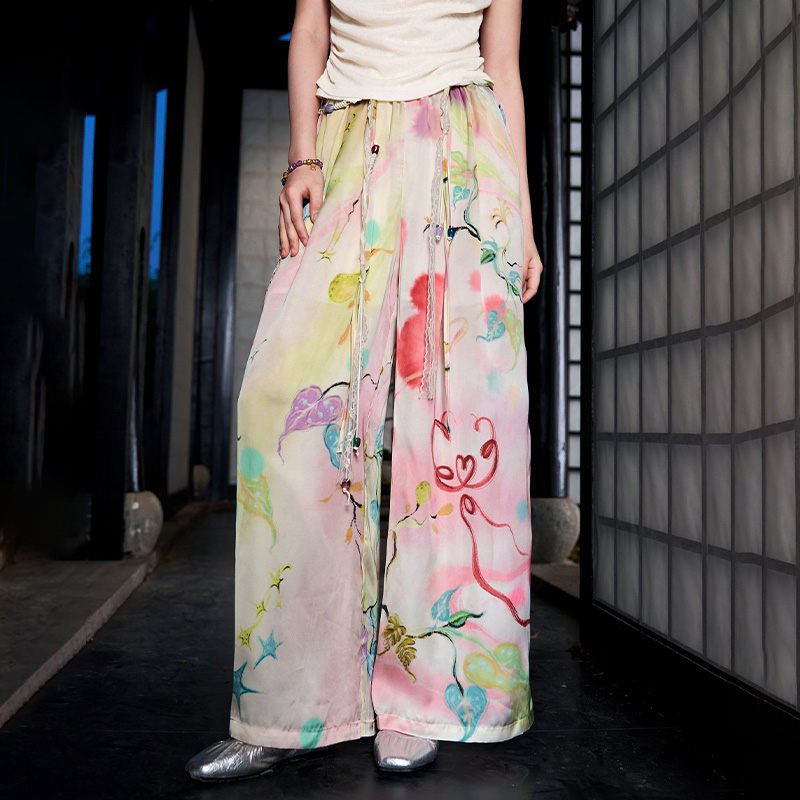 ELFSACK 水彩花柄ワイドレッグパンツ、ボヘミアンスタイ - Palazzo Pant Wide のレビューと価格