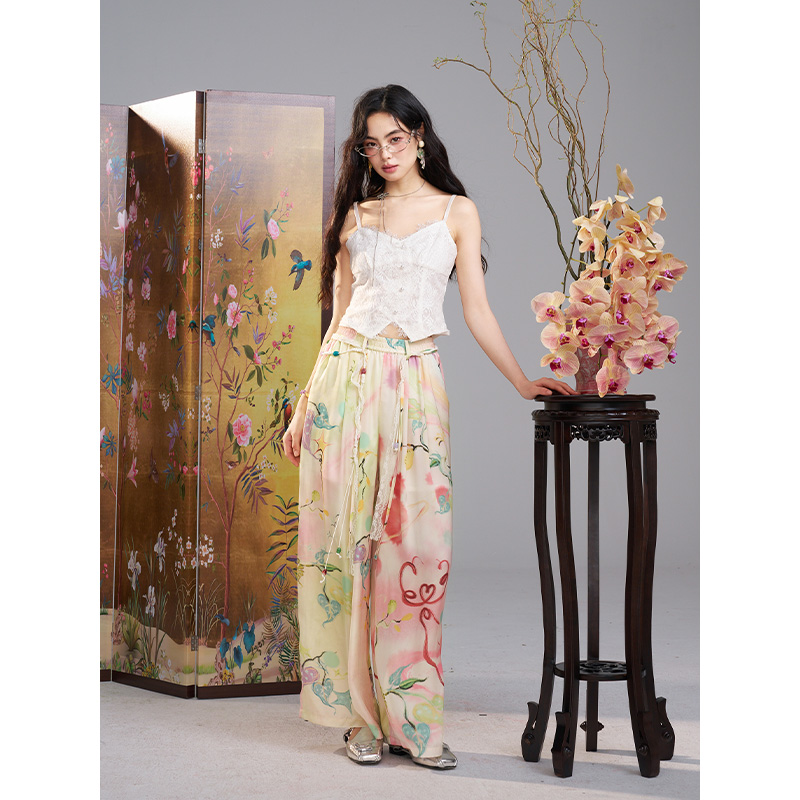 ELFSACK 水彩花柄ワイドレッグパンツ、ボヘミアンスタイ - Palazzo Pant Wide のレビューと価格