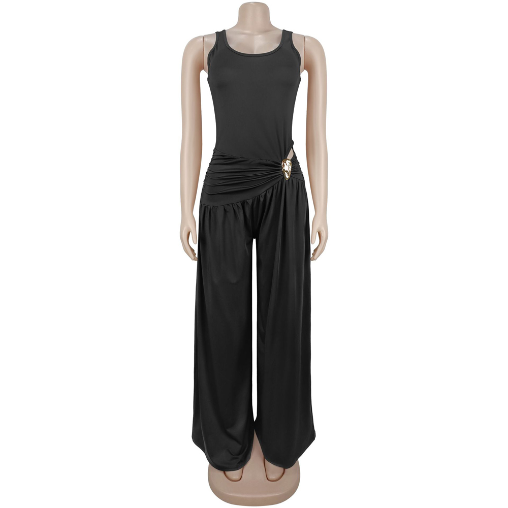 無地ツーピースレディースセット エレガントセクシーボディスー - Palazzo Pant Wide のレビューと価格
