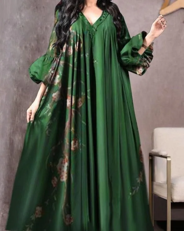 ヴィンテージプリントドレス女性通気性ルーズ中東ローブカジュア - Summer Clothing For Older Women のレビューと価格