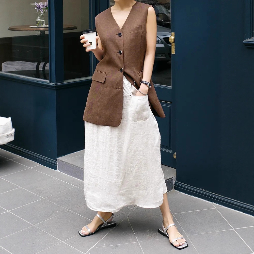 2026年新作 夏 レディース コットンリネン フェイクツー - Palazzo Pant Wide のレビューと価格
