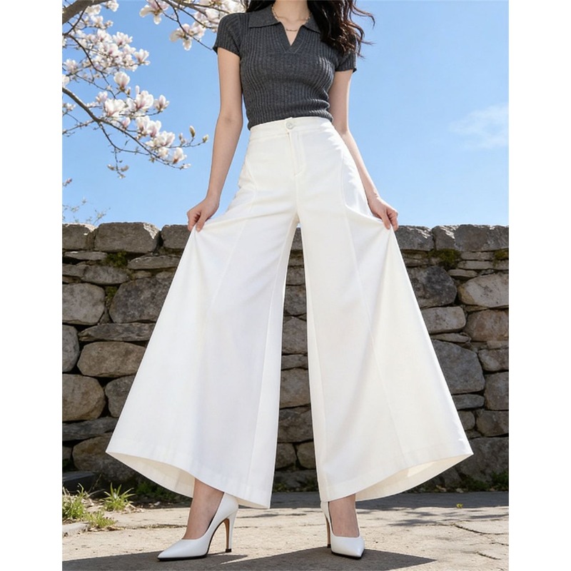 レディースハイウエストアイスシルクワイドレッグパンツ夏カジュ - Palazzo Pant Wide のレビューと価格