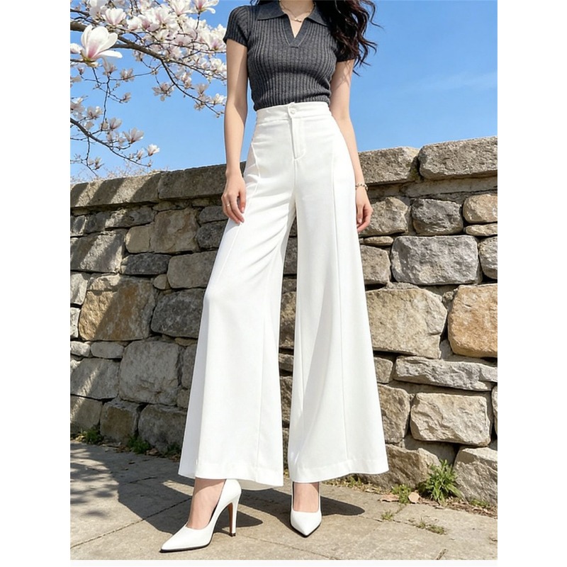 レディースハイウエストアイスシルクワイドレッグパンツ夏カジュ - Palazzo Pant Wide のレビューと価格
