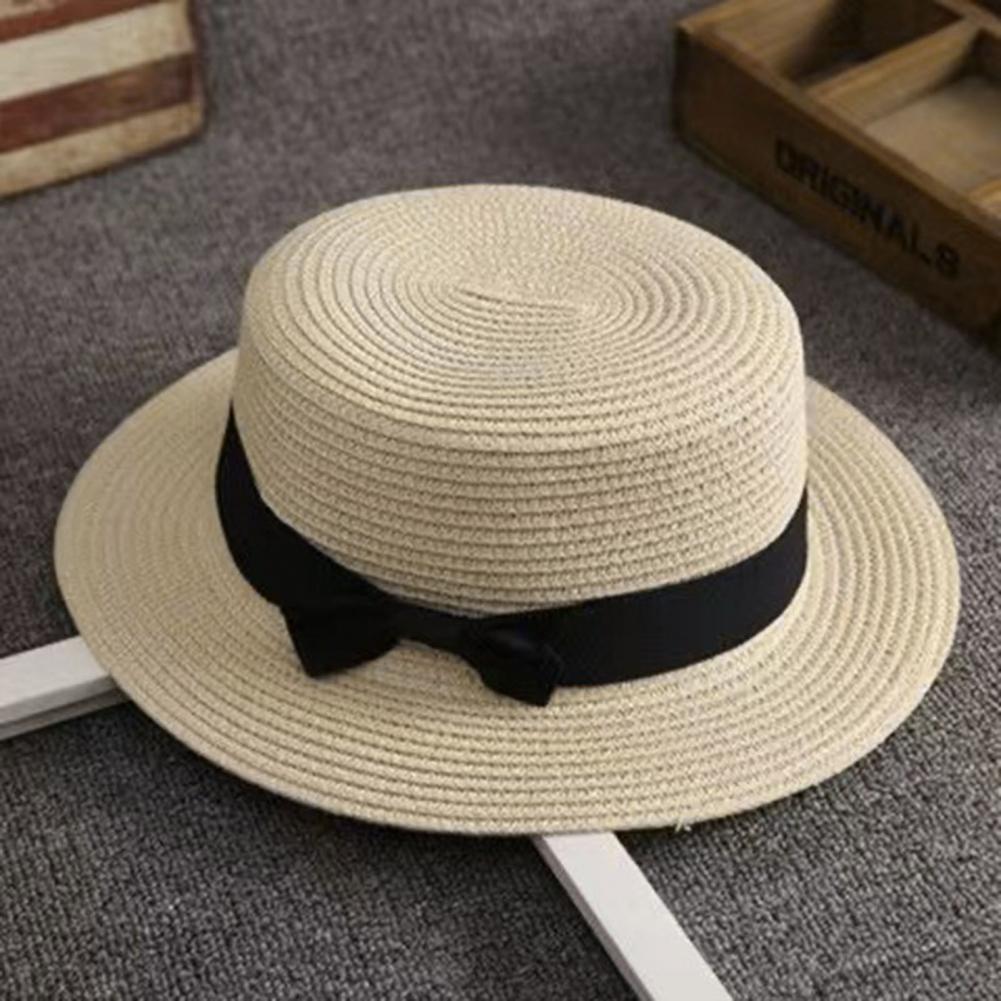 手編みストローハット ビーチストローハット フラットトップ  - Sun Hat Wide Brim のレビューと価格