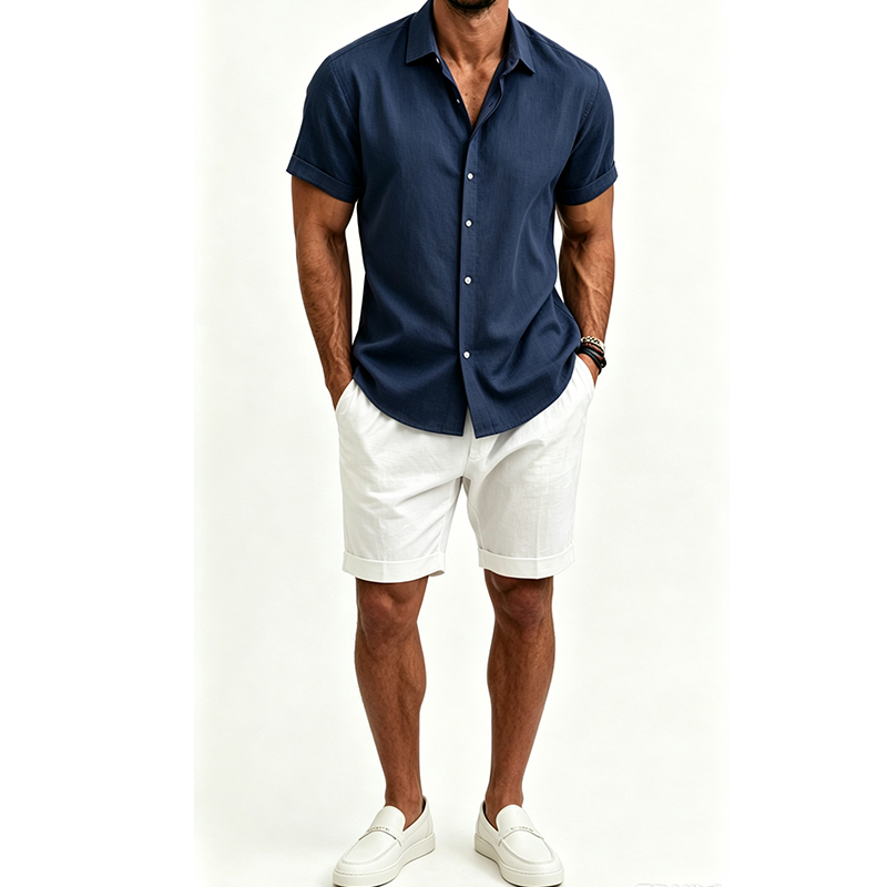 メンズ綿麻シャツセット 夏用半袖シャツ＆ショートパンツスーツ - Summer Clothing Haul のレビューと価格