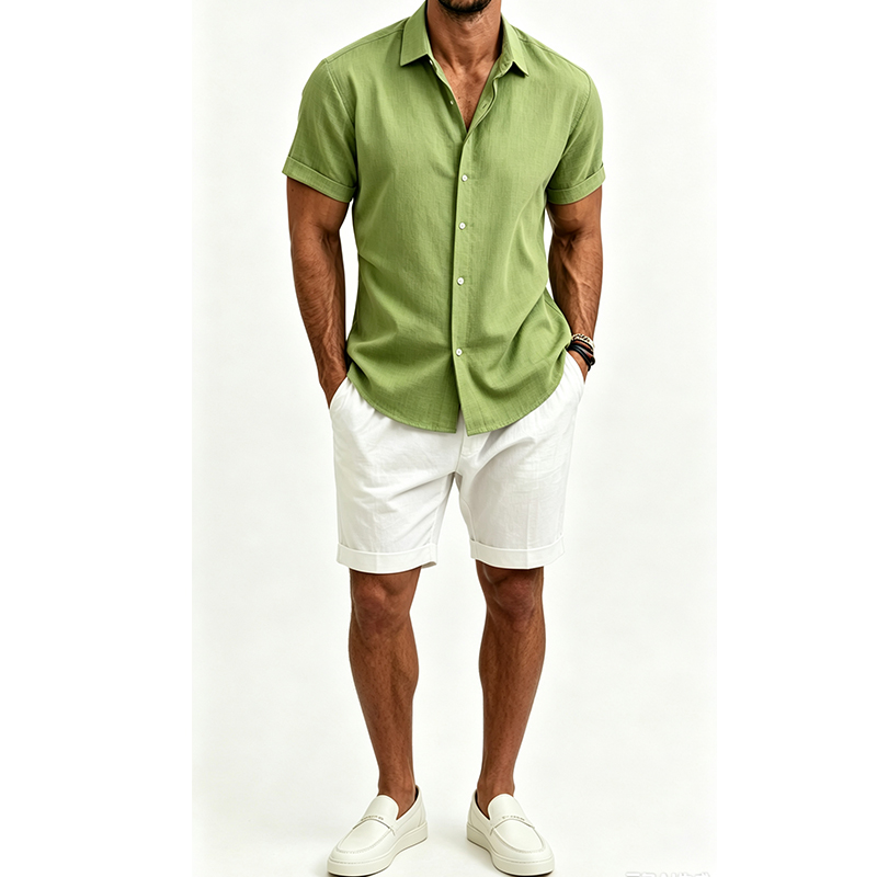 メンズ綿麻シャツセット 夏用半袖シャツ＆ショートパンツスーツ - Summer Clothing Haul のレビューと価格