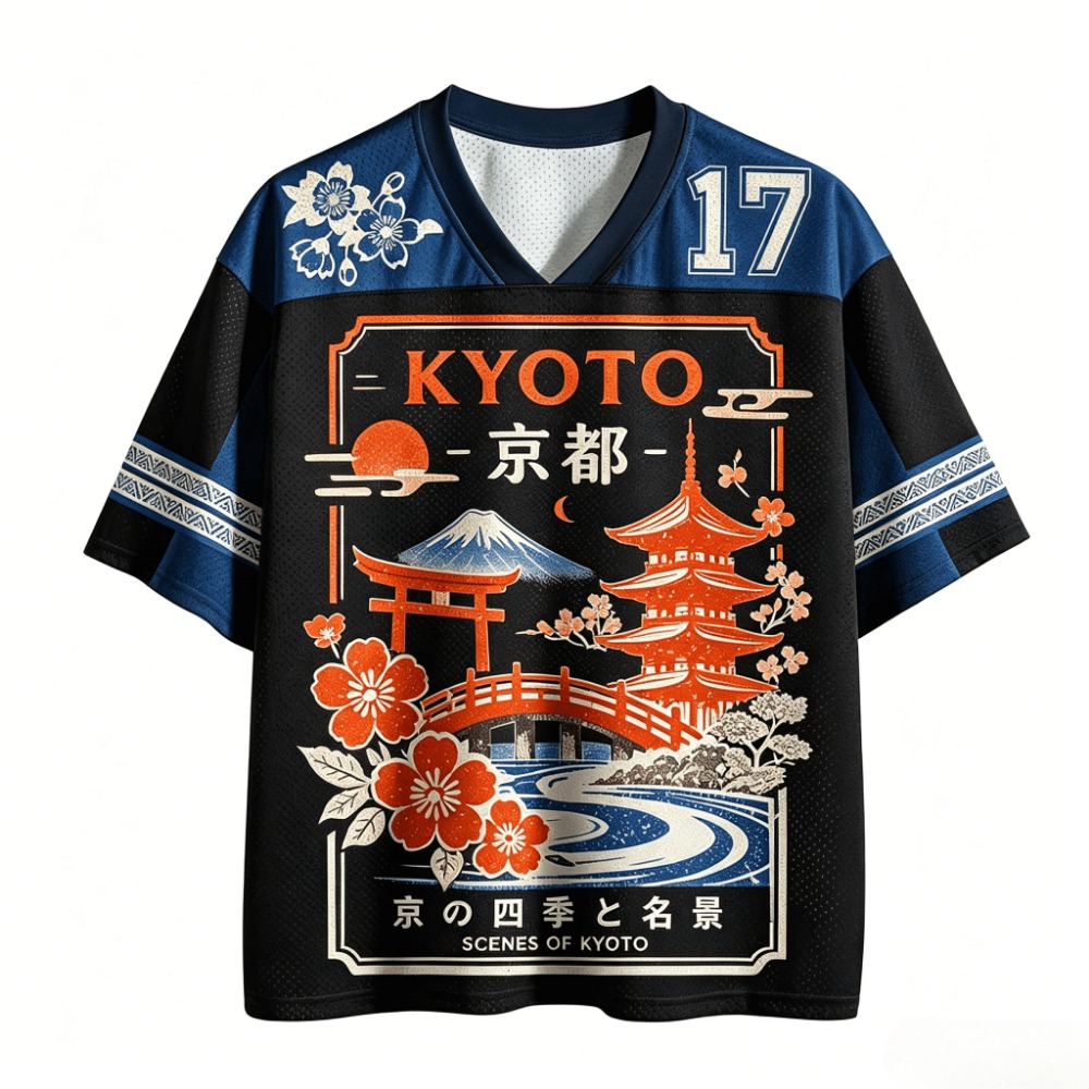 夏・日本京都富士山柄3Dプリントブリーザ速乾性男性女性Vネッ - Japanese Summer Clothing Men のレビューと価格